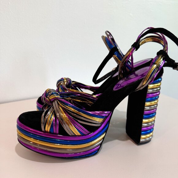 JEFFREY CAMPBELL Andrea Metallic Rainbow Disco Platform (RARE!) - Picture 7 of 16